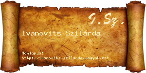 Ivanovits Szilárda névjegykártya